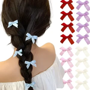 4cm Sweet Cute Bow Hair Clip Multi-color Ballet Style Ribbon Mini Duckbill Clip Hair Accessory Braided Hairstyles Satin