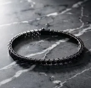 4mm Black Plated Tennis Chain Zircon Unisex Anniversary Snap Hook Bracelets