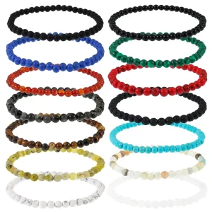 4mm Blue Natural Stone Bead Bracelets for Women Reiki Quartz Crystal Lapis Lazuli Aquamarine Aventurine Bracelet Jewelry Pulsera