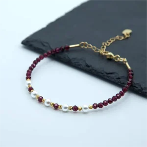 4mm Natural Stones Garnet Faceted Beads Bracelets Crystal Pearl Gemstone Jewelry for Women Fashion Bracelets Bangles