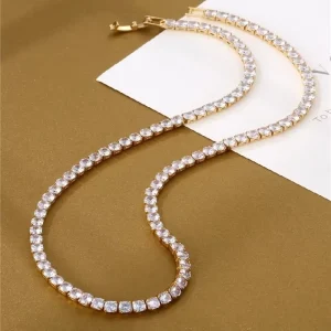 4mm Tennis Chain Necklace Iced Out AAA Cubic Zirconia Hip Hop Silver Gold Zircon Jewelry for Men Women