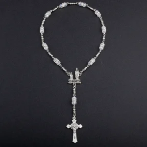 4x6mm Crystal Beads with 6mm Diamonds Beads Lourdes Virgin Mary Decade Rosary