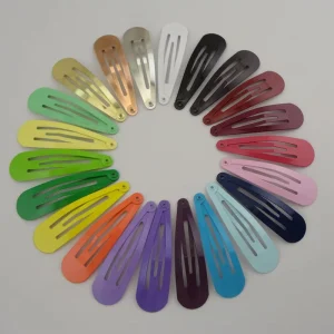 5.0cm Colorful No Hole Tear Drop Metal Snap Hair Clips Plain BB Hairpins Side Hairgrip Kids Boutique Hair Accessories