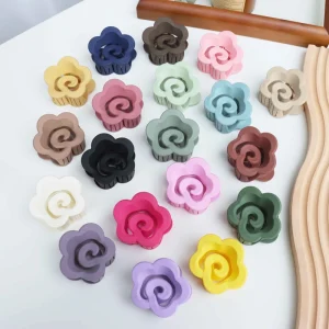 5.5cm Matte Rose Flower Plastic Hair Claw Clip Floral Shark Clips Fashion Women Girls Party Hair Accessories Carton Packaging
