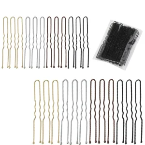 50 Pcs Bag 5.5cm U Shaped Alloy Pearl Hairpins Waved Hair Clips Simple Metal Bobby Pins Barrettes Bridal Hairstyle Tools Hair