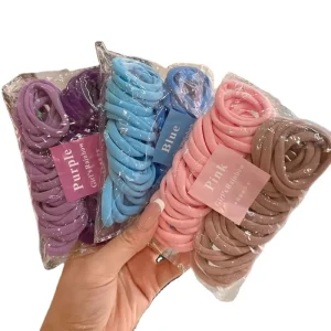 50 Pcs New Style Women’s Hair Ties Elastic High Ponytail Holders Colorful Hair Accessories Headband