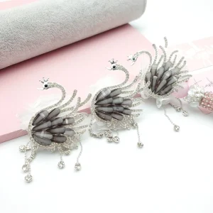 51322 Gorgeous Swan Feather Dangle Rhinestone Beads Suitable For DIY Phone Chains Keychains And Bag Chain Pen Making Accessories