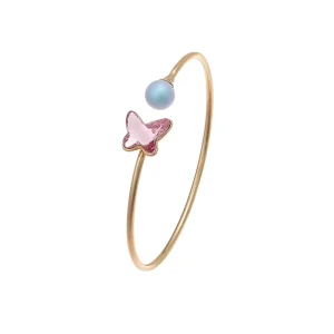 52709 Fashion Simple Design Personality Butterfly Crystal 18K Gold Eco friendly Copper Light Luxury Bracelet
