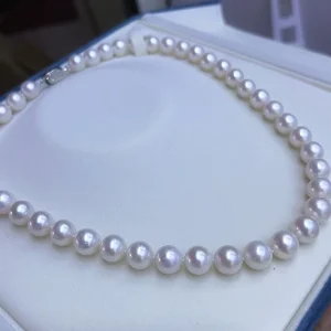 5A Quality 8mm White Cultured Pearl Necklace 925 Silver Women’s Fashion Jewelry for Daily Luxury Wear
