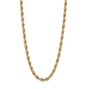 5MM Stainless Steel Gold Plated Black Twist Rope Chain Necklaces for Women Men Hip Hop Jewelry