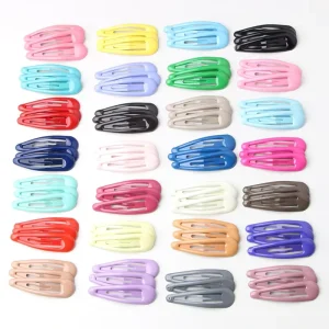 5cm Enamel Colorful Plain Tear Drop BB Hairpins Iron Metal Snap Hair Clips for Kids Girls Sweet Style Boutique Hair Accessories