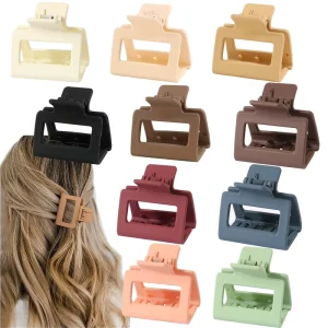 5cm Frosted Plastic Hollow Square Hair Claw Small Solid Color Rectangle Shark Clip Fashion Matte Ponytail Girl Hair Accessories