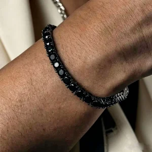 5mm Black Gold Tennis Chain Bracelet with Black CZ Stones for Men Hip Hop Jewelry Ready Stock Factory Supply