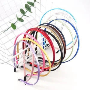 5mm Leather Sleeve Matte Solid Color Cloth Set Iron Headband Hair Accessories
