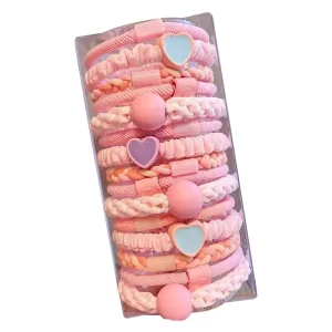 5pcs Large Colored Korean Style Baby Pink Hair Accessories Colorful Girls’ Rubber Hair Ties for Kids