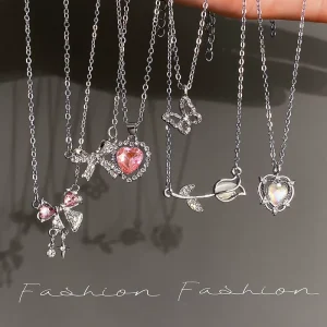 5pcs Set Butterfly Heart Necklace Women for Women Jewelry