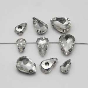 6*10mm 8*13mm 10*14mm Claw Rhinestones Drop Shape Crystal Stones Clear Crystal White K Base Glass Sewing Rhinestones