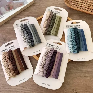6 Korean Style Fashion Hair Ties Satin Elegance Hair Accessories for Girls Versatile Hair Bands