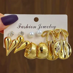 6-Pair Gold Earring Set, N26536