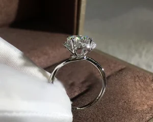 6 Prongs Snowflake Halo Engagement Ring for Women Diamond Look Style Brilliant Round Cut CZ Wedding Ring Jewelry