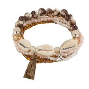 6 Sets Fashion Bohemian Vacation Style Shell Bead Woven Bracelet Beach Wind Su Mi Bead Bracelet Set