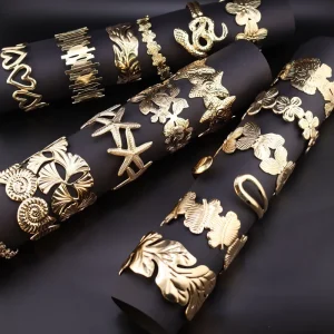 6-piece Set Exaggerated Electroplated Bracelets Snake Shell Heart Flower Bangles Factory Direct Ready Stock