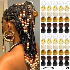 60PCS Bag Hair Beads for Synthetic Braid Hair Decoration Accessories Children’s Braids Jewelry Gold Hair Rings