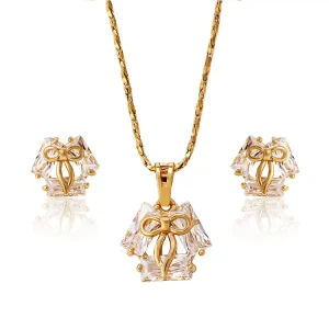 62654 18K Gold Plated Fine Jewelry Elegant Crystal Jewelry Set