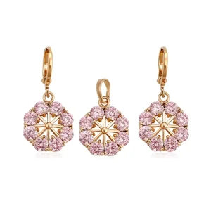 64245 Accessories Jewelry Beautiful Flower Shape Gold Jewelry Set