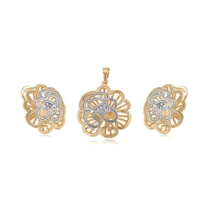 64595 Newest Beautiful Flower Shaped Gold Jewelry Set Price in