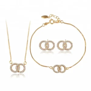 64824 New Simple Design 18k Gold Plated Fashion Jewelry Set