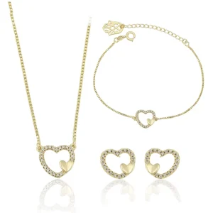 65671 xuping Gold Plated Newest Design Heart Set Pendant Necklace and Earring