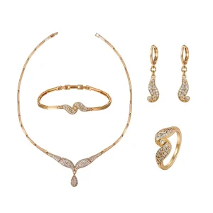 65797 Luxury Multi Stone Design 18k Gold Plated Jewelry Set