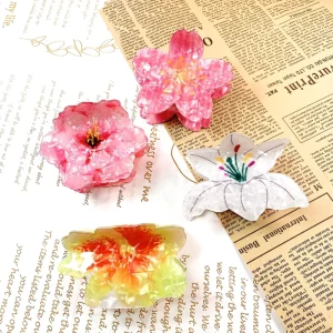 6cm Flower Series Hair Claw Clip Delicate Romantic Design Strong Grip Hair Accessory for Women Girls