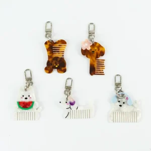 6cm Tortoise Shell Spliced Acetate Puppy Comb Shaped Keychain Cute Cartoon Bag Charm Portable Fashion Accessory For Women