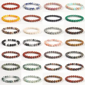 6mm 8mm 10mm High Quality Natural Simulated Stone Round Beads Fashion Bracelets Ideal for Women and Men