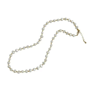 6mm AAA Grade Natural Baroque Pearl Chokers Necklace Gold Plated Classic Irregular Pearl Chain Fashion Jewelry Unisex
