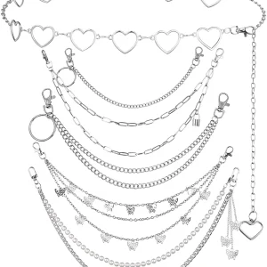6pcs Set Body Chain Crystal Belly Chain Waist Beads Body Jewelry Gold Alloy Stainless Steel
