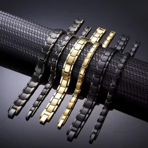 6ps AI BioMagnetic Jewelry Classic Magnetic Black And Gold Jewelry Stainless Steel Men Bracelet