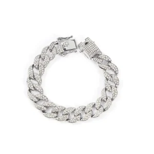 7 8 9 Inch Iced Out Alloy With Bling Rhinestone 15mm Width Hip Hop Miami Chain Bracelet