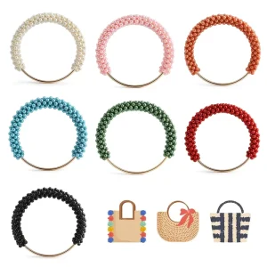 7 Colors 12cm Imitation Pearl Beaded Bag Handle Zinc Frame Durable DIY Crochet Clutch Woven Evening Purse Replacement Hardware