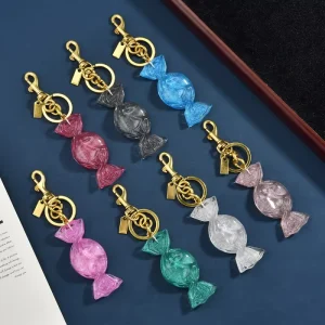 7 Colors Sweet Bag Hanger Resin Candy Metal Keychain Designer Pendant Bag Charms Women Fashion Handbag Decoration
