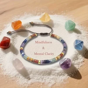 7 Row 4x2mm Colorful Wheel Flat Beads Weave Adjustable Unisex Natural Stone Beaded Bracelet