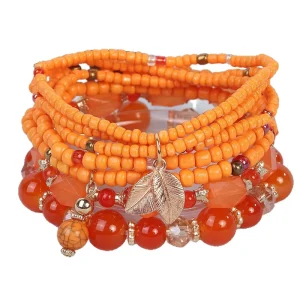 7 Sets Fashion Bohemian Stackable Bead Bracelets for Women Stretch Style Crystal Heart Beaded Bracelets