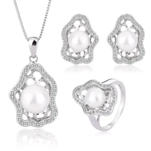 7.5-10.5mm Classic Personalized Luxury Bridal Zircon 925 Sterling Silver Wedding Engagement Party Fashion Jewelry Sets for