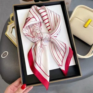 70CM Square New Custom Scarf Designer Luxury Printed Silk Scarf Smooth Hair Tie Tape Neck Head Silk Scarf Custom Printing Women
