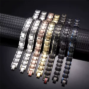 7ps BioMagnetic Jewelry Classic Magnetic Black And Gold Jewelry Stainless Steel Men Bracelet