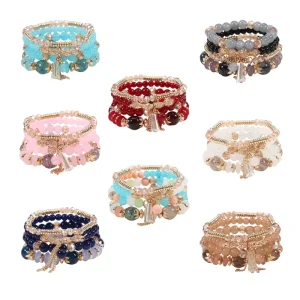 8 Colors Bohemia Multicolor Beads Stretch Butterfly Bracelet Set Wedding Plastic Jewelry Women