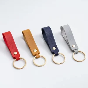 8 Colors Fashion PU Leather Keychain Promotion Gift Creative Blank Fashion New Metal Key Rings Accessories