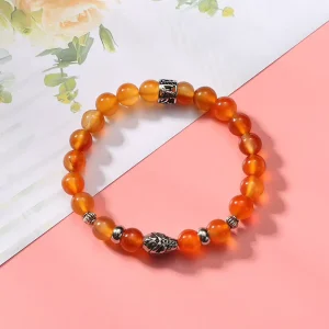 8 mm Natural Carnelian Gemstone Beads Bracelet for Women Men Handmade Healing Crystal Beaded Stone Elastic Stretch Jewelry